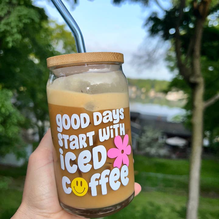 Good Days Start With Iced Coffee Can Glass for wholesale by Acential Drinkware