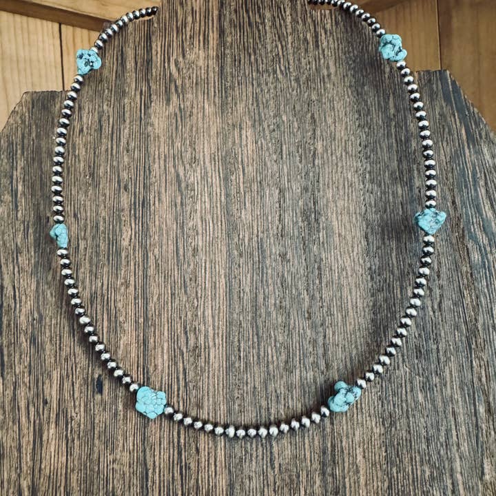 Wild Hancock Creations - Wholesale Choker/Collar - Navajo Pearl Choker With Turquoise/ Genuine Turquoise2