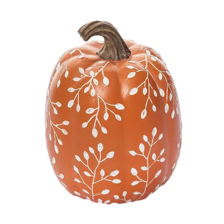 Fall/Harvest Tall Orange Leaf Pumpkin Decorative Figurine for wholesale by C&F Home