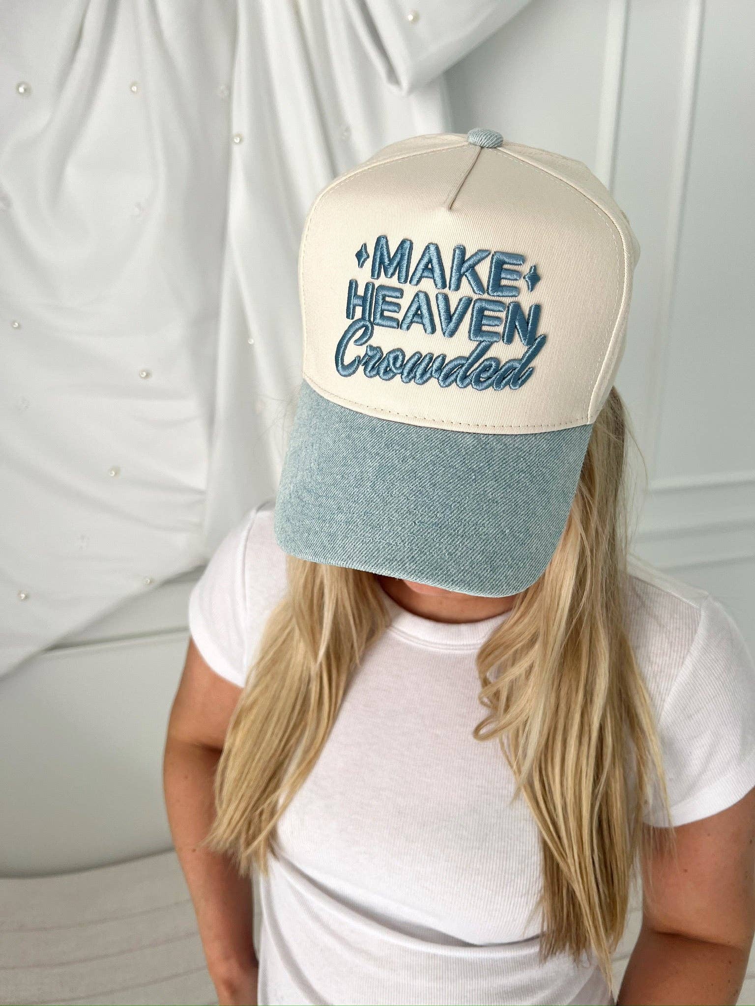 KENZKUSTOMZ - Wholesale Trucker Hat - Women's - Make Heaven Crowded - Denim Vintage Trucker Hat3