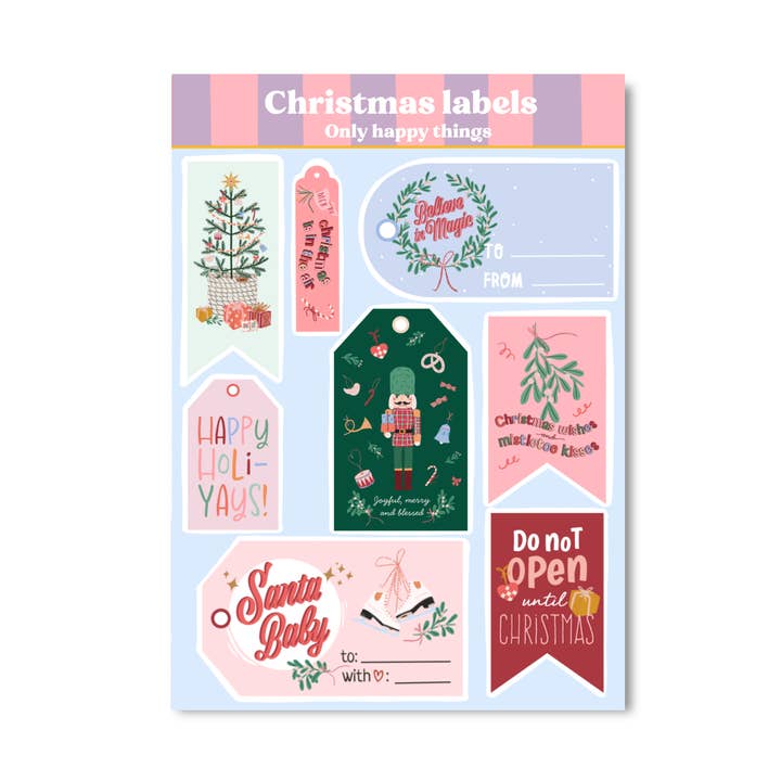 Stickervel étiquettes de Noël pour la vente par Only Happy Things Stationery