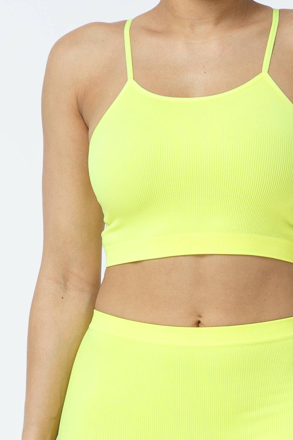 Neon Lime Seamless Crop Top and Bike Short Set for wholesale on Faire4