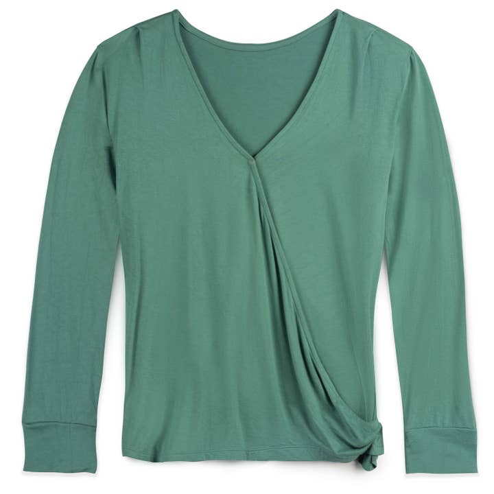 Nursing & Maternity Everywhere Long-Sleeve Wrap Blouse - Mineral for wholesale on Faire1