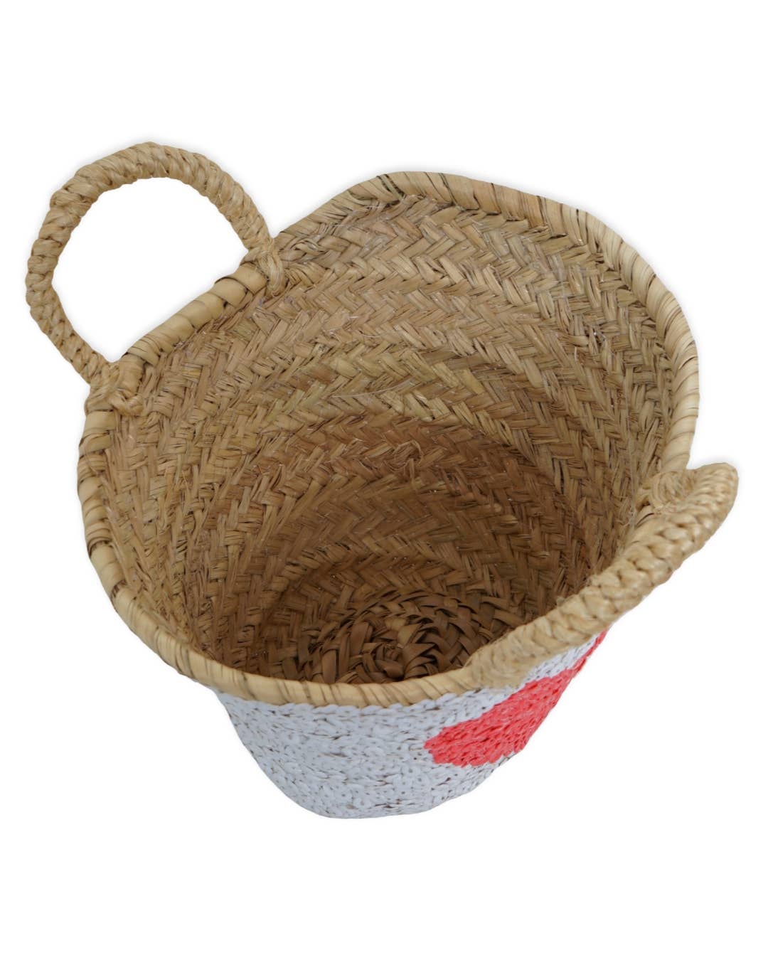 High crafty – wholesale Basket – Small White Palm Basket with Fuchsia Heart4