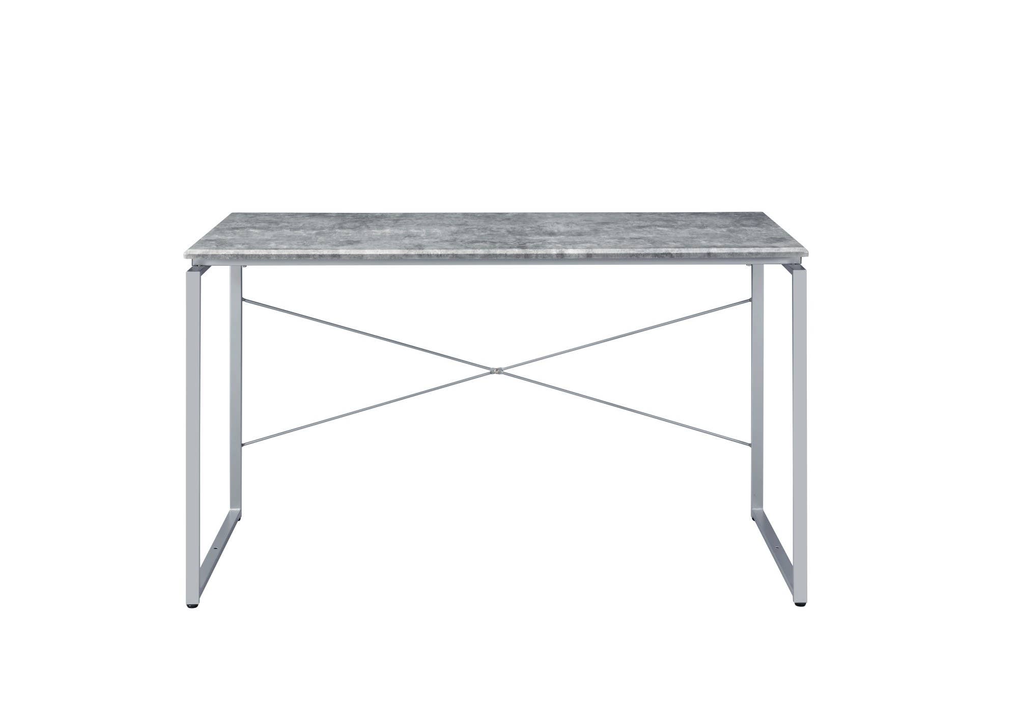 HOMYCASA DESIGN INC - Wholesale Console Table - Industrial Writing Desk Faux Concrete Top Metal Sled Base3