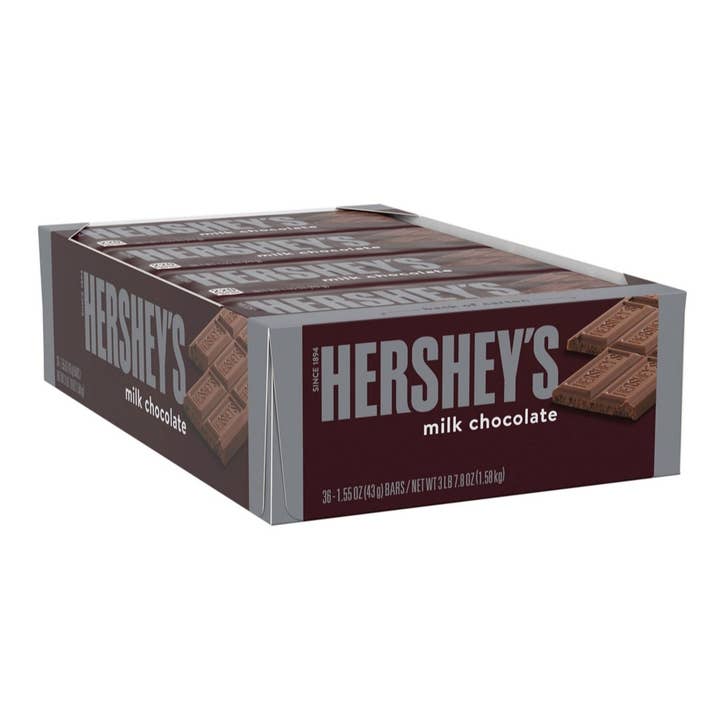 Barrette di cioccolato al latte HERSHEY'S, 1,55 oz., 36 ct per la vendita all'ingrosso da parte di Majestic Wholesale