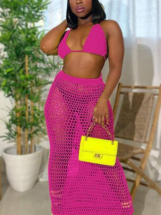 langes Rockset aus gehäkeltem für den Großhandel von Queen Fashion