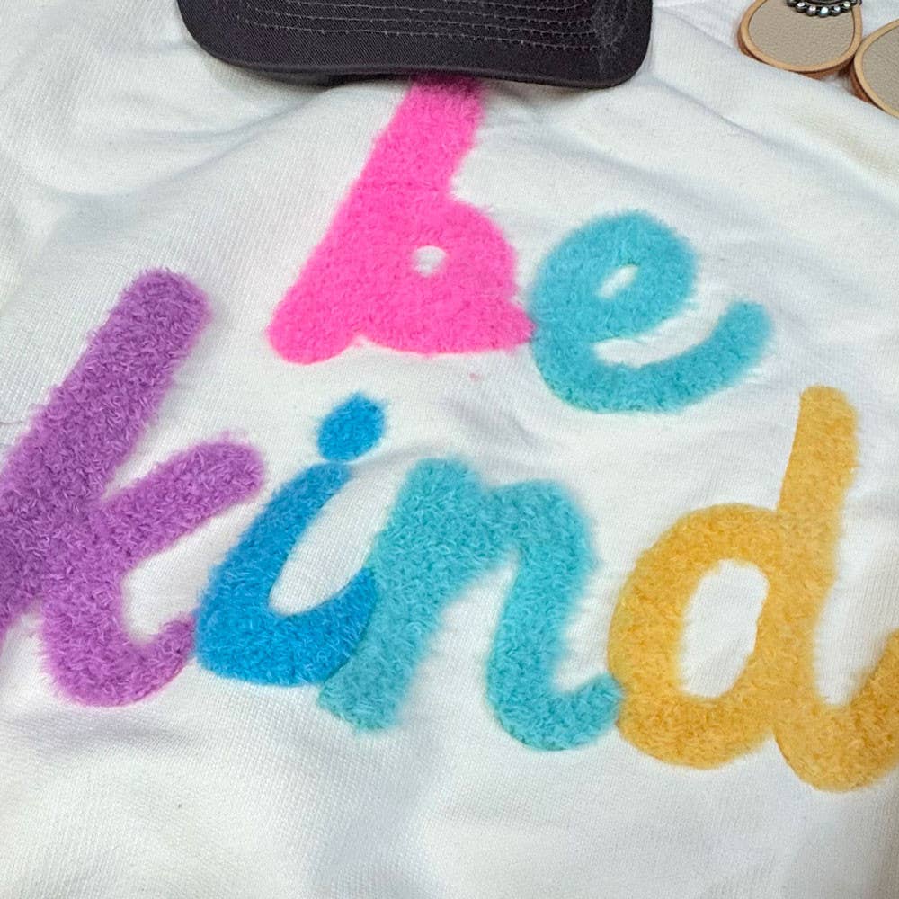 Trendy Transfers - Wholesale Patch - Be Kind Multicolor Fluffy Patch1