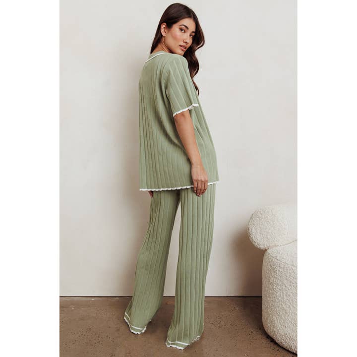 One and Only Collective - Venta al por mayor Conjuntos de top y pantalón (NO para estar en casa) - Mujer - CONJUNTO DE CAMISA Y PANTALONES DE PUNTO DE DOS PIEZAS
