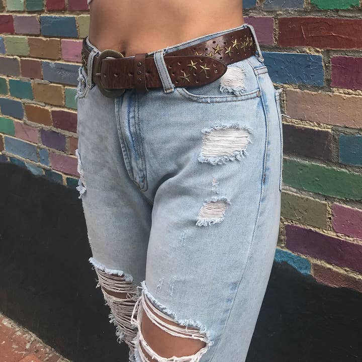 Embrazio - Wholesale Belt - Women's - STAR Curved Handmade Leather Belt7