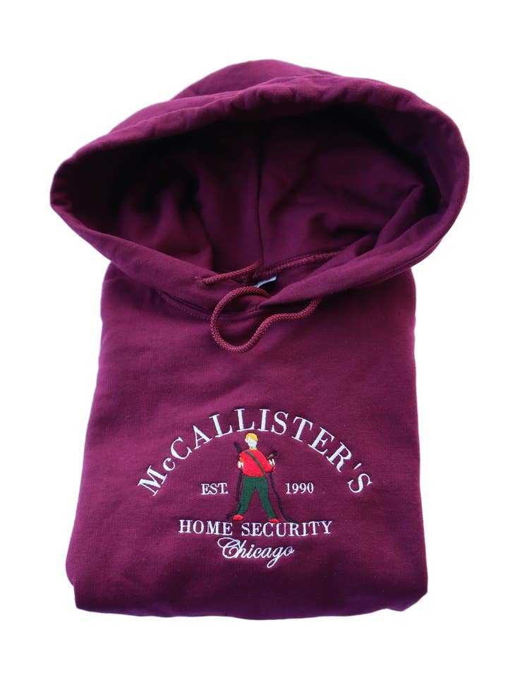 McCallister’s Home Security Embroidered Christmas Hoodie or Crewneck, Chicago Holiday Sweatshirt, Unisex, Classic Fit, Long Sleeve, Adult for wholesale by UNMATCHED