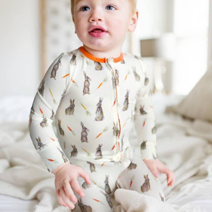 Free Birdees - Wholesale Jumpsuit - Baby - Hoppin’ Bunnies & Carrot Patch Footie (NB-3T)1