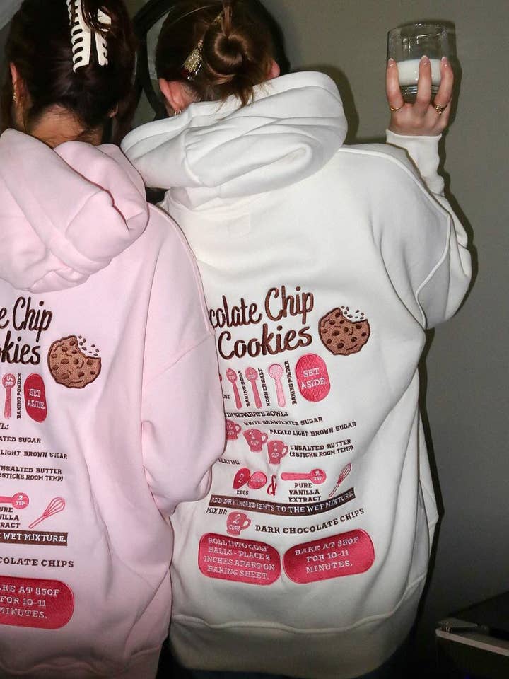 Ivory Chocolate Chip Cookie Recipe Embroider Hoodie for wholesale by Sunkissed Coconut
