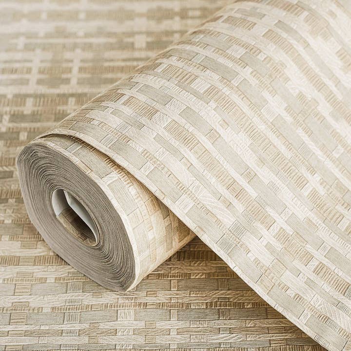 Walloro Luxury Embossed Wallpaper - Vendita all'ingrosso Carta da parati - Carta da parati 3D con paglia goffrata, motivo 3D a righe, vinile, non tessuta, non adesiva, grande rotolo di 178 piedi quadrati, decorazione astratta di lusso