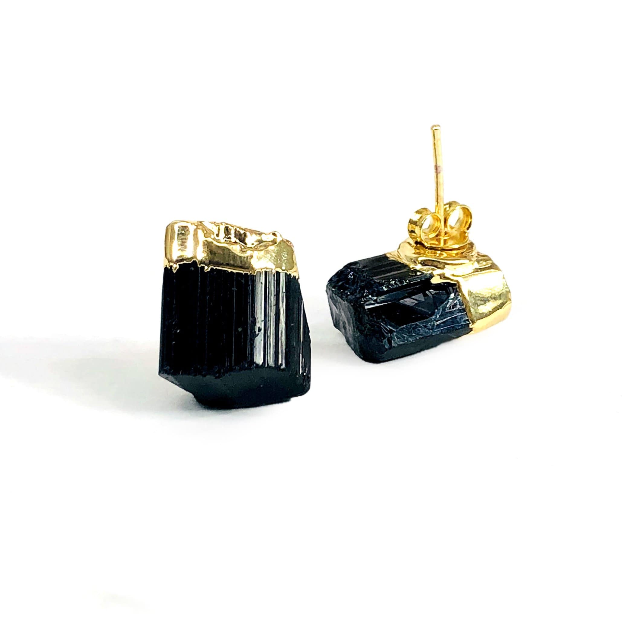 Rock Paradise – wholesale Stud/post earrings – Black Tourmaline Crystal Stud Earrings  (5Brownshelf)0
