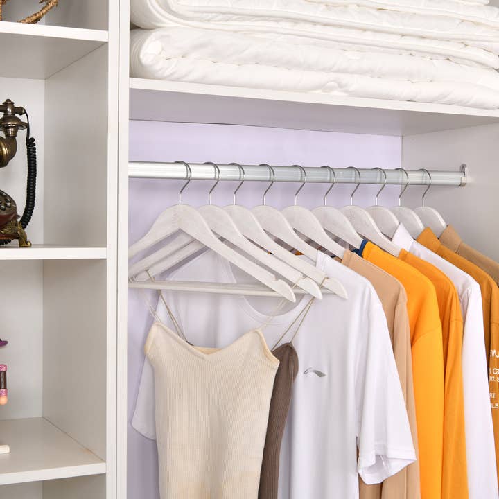 Quality Hangers - Wholesale Clothes Hangers - WV40 - White Rustic Vintage Wooden Hanger, 17.5" - 80