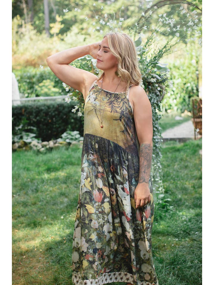 Market of Stars (Worldwide) - Wholesale Dress - Women's - I Dream in Flowers Bohéme Long Maxi Slip Dress With Bees