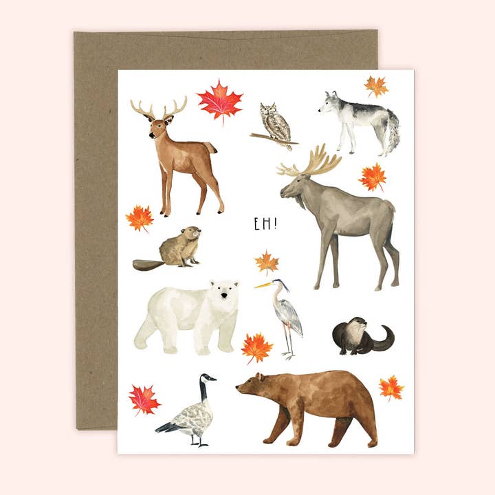 Canada Eh! Card | Canadian Animals for wholesale by Almeida Illustrations