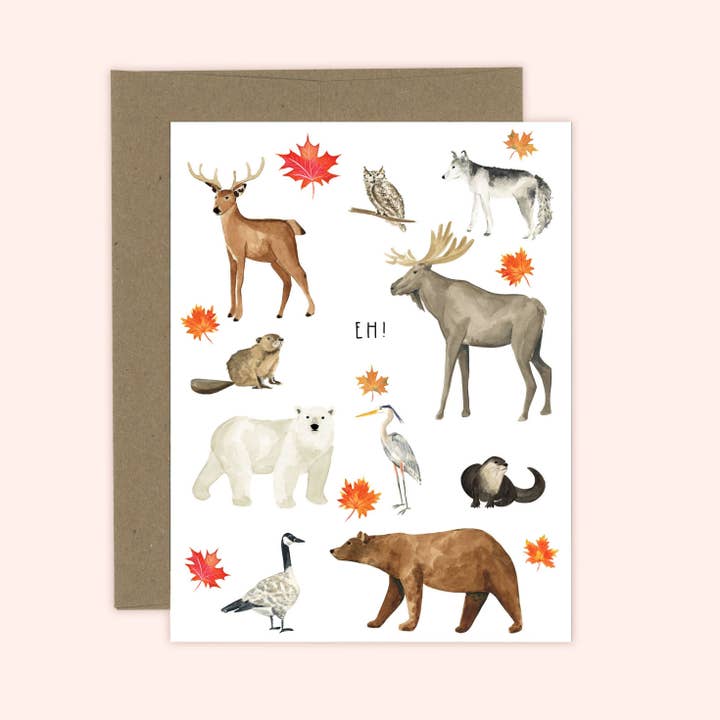 Canada Eh! Card | Canadian Animals for wholesale by Almeida Illustrations