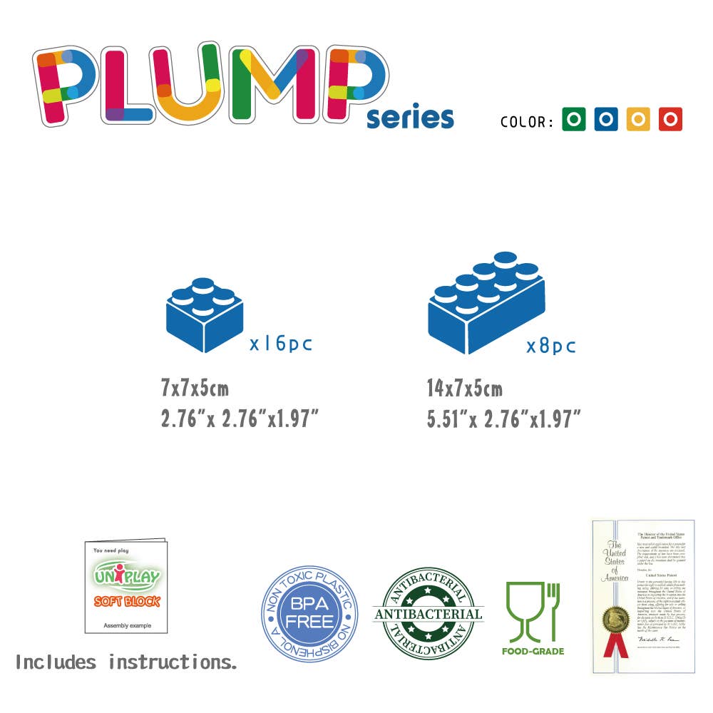 UNiPLAY - Wholesale Blocks - Kids Baby - UNiPLAY #UN1024PR PLUMP Jumbo Soft Building Blocks 24pcs3