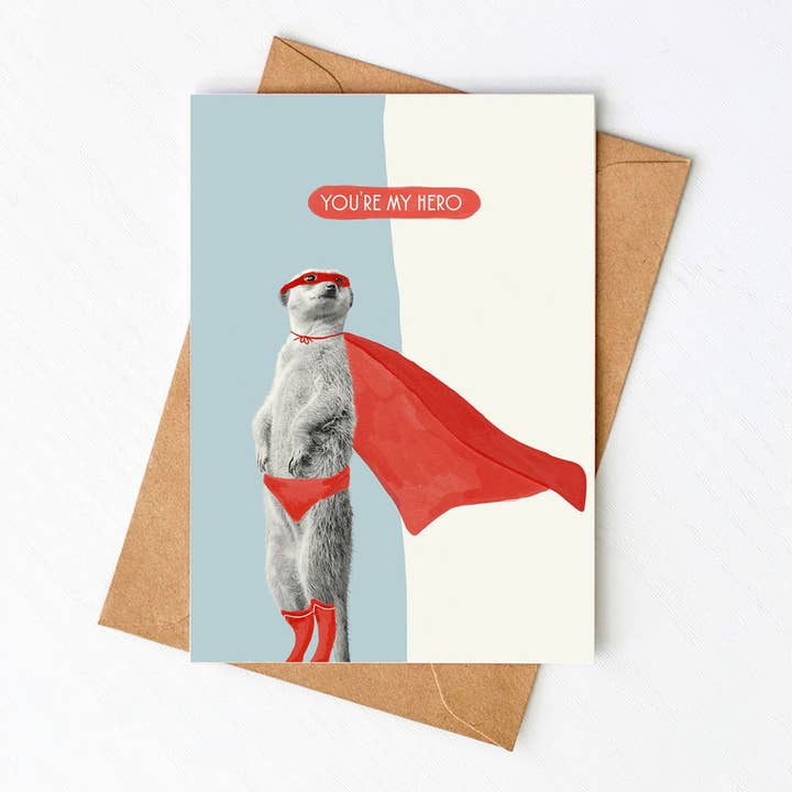 Gratulationskort Surikat Hjälte för wholesale av Mira Mito