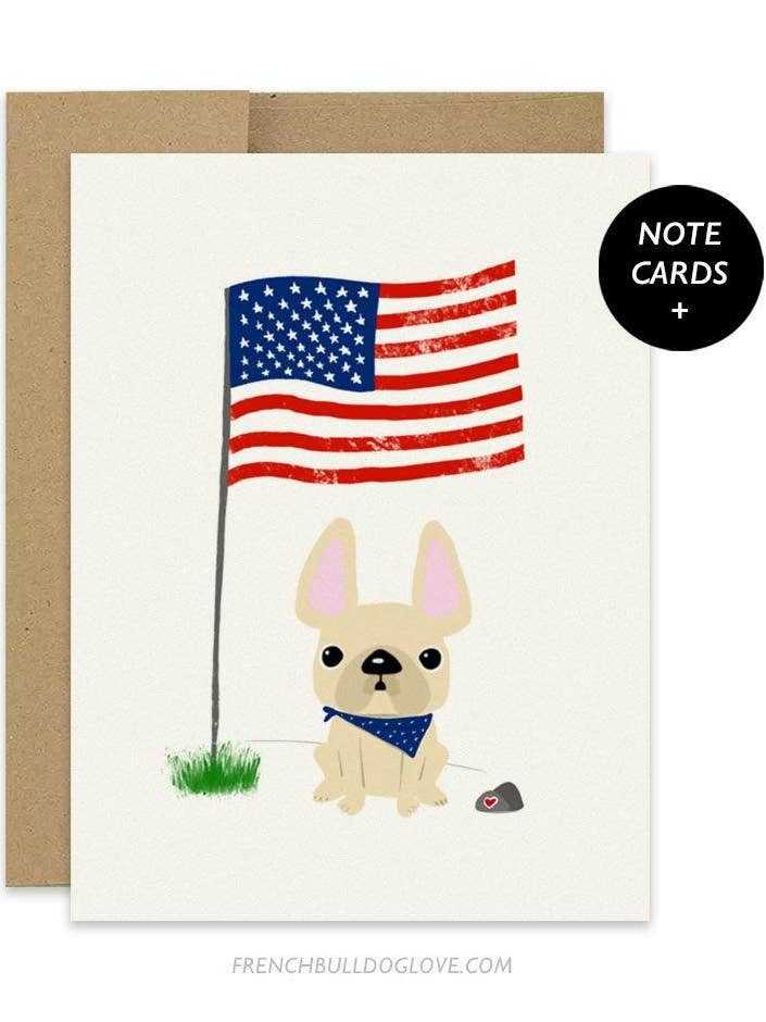 US-Flagge - 12 Notizkarten-Set für den Großhandel von French Bulldog Love