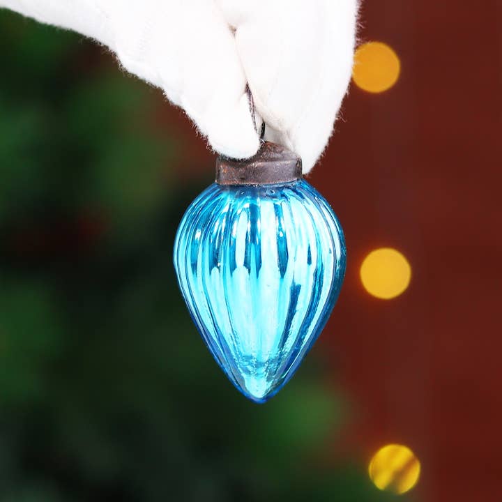 60 Turquoise Glass Pinecone Christmas Ornaments for New Year for wholesale on Faire1