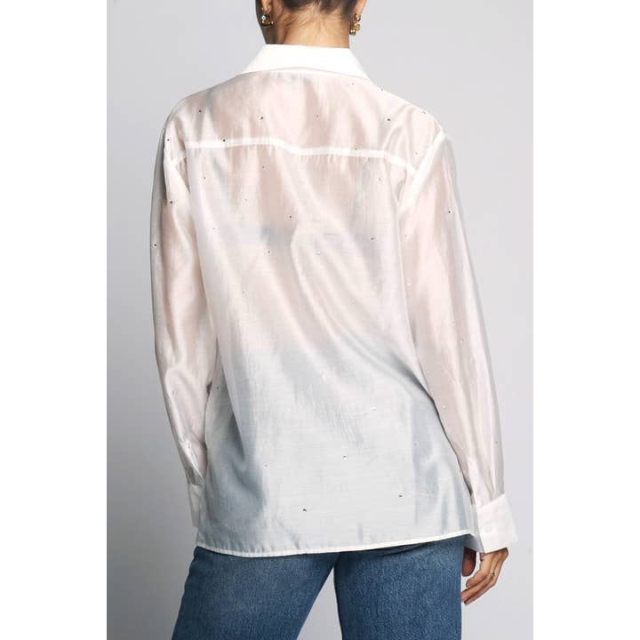 Sans Souci - Wholesale Buttoned-down shirt – Women's - ALL OVER RHINESTONE BUTTON DOWN SHIRT10