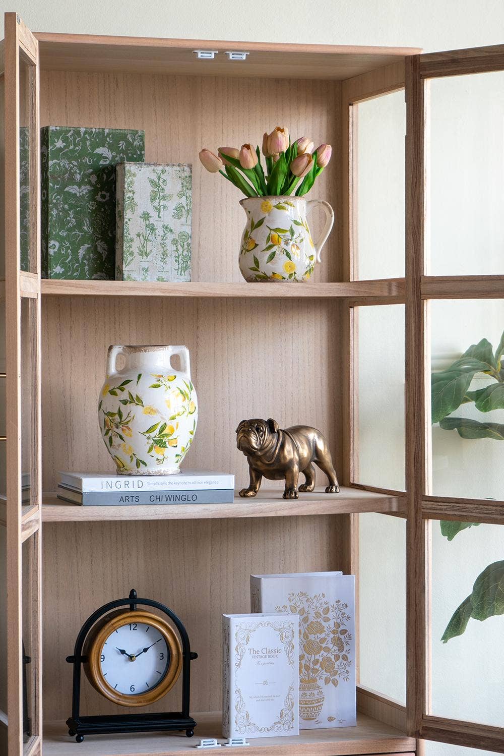 A&B Home Group Inc. - Wholesale Vase - 6.7x6.7x8.7" White Ceramic Vase w/ Lemon Motif Small Handles5