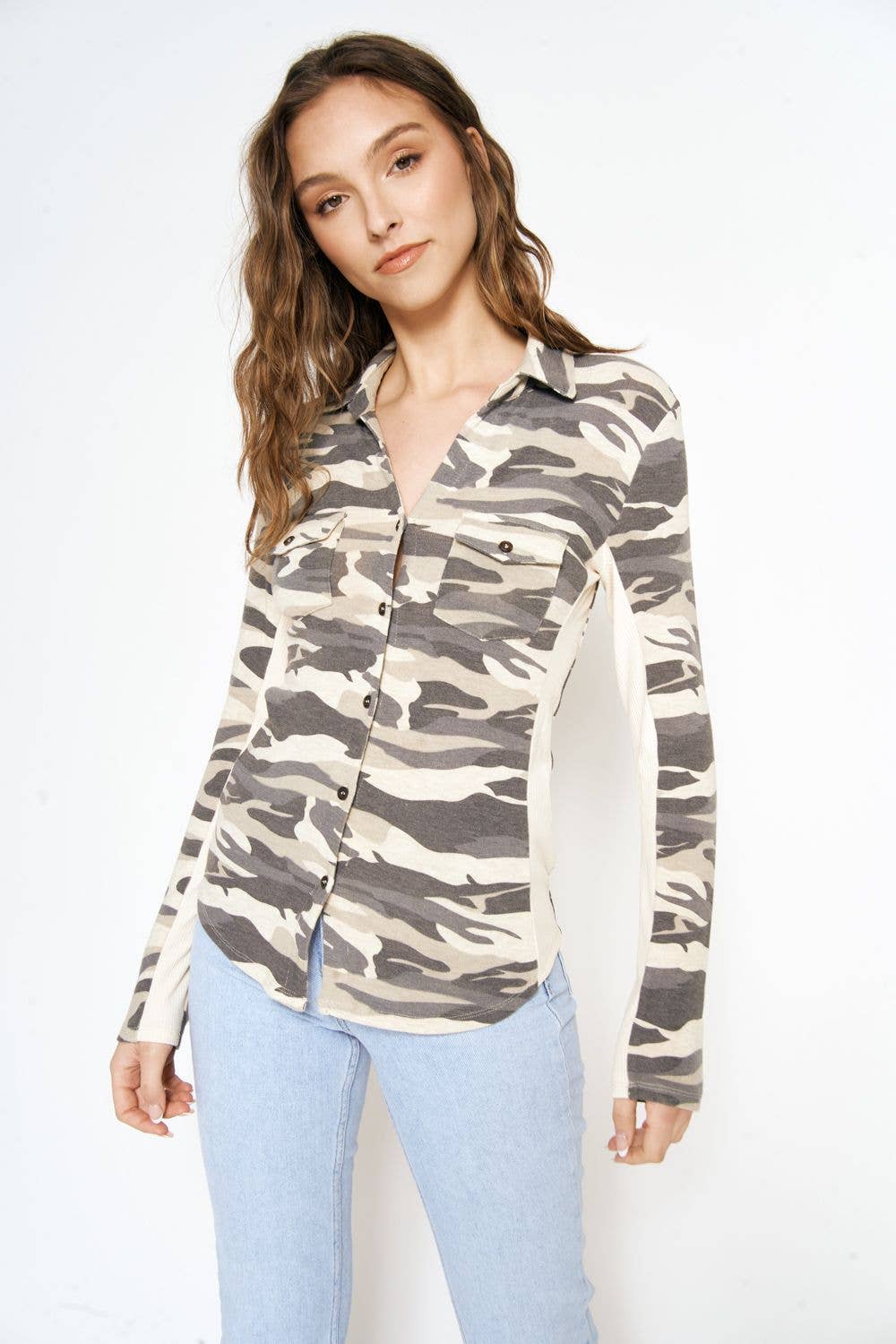 Mystree - Wholesale Button Down Shirt - Women's - 20152 Camo Print Shirt10