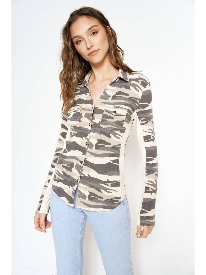 Mystree - Wholesale Button Down Shirt - Women's - 20152 Camo Print Shirt10