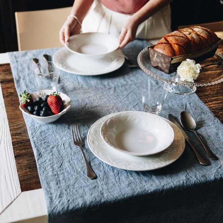 Chemin de table en lin et coton Zaffera | Fabriqué en Italie pour la vente par Misalù - Dress up your table