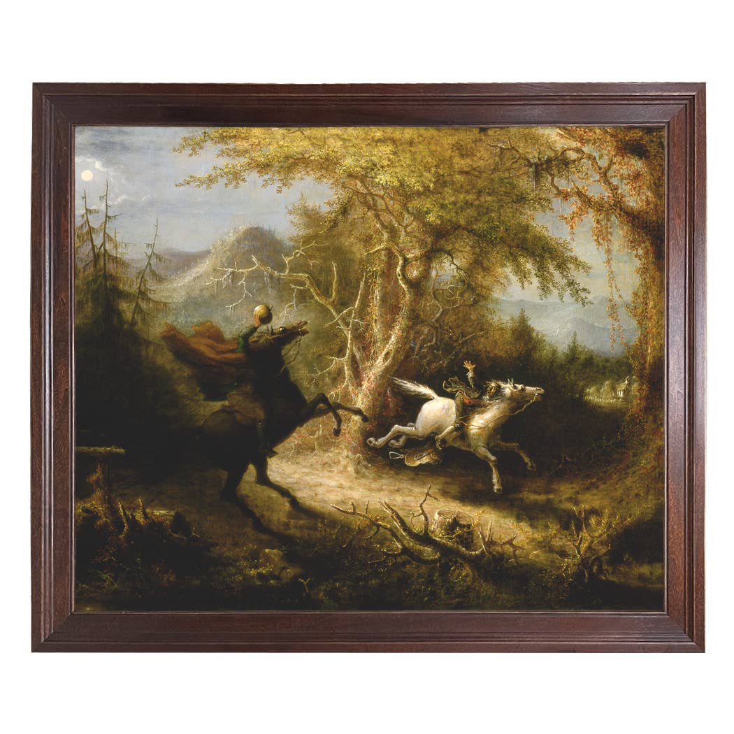 Madison Bay Co. - Historical Home Decor Reproductions - Wholesale Schilderen/Tekenen - Schilderijafdruk van de Ruiter zonder Hoofd die Ichabod Crane Achtervolgt23