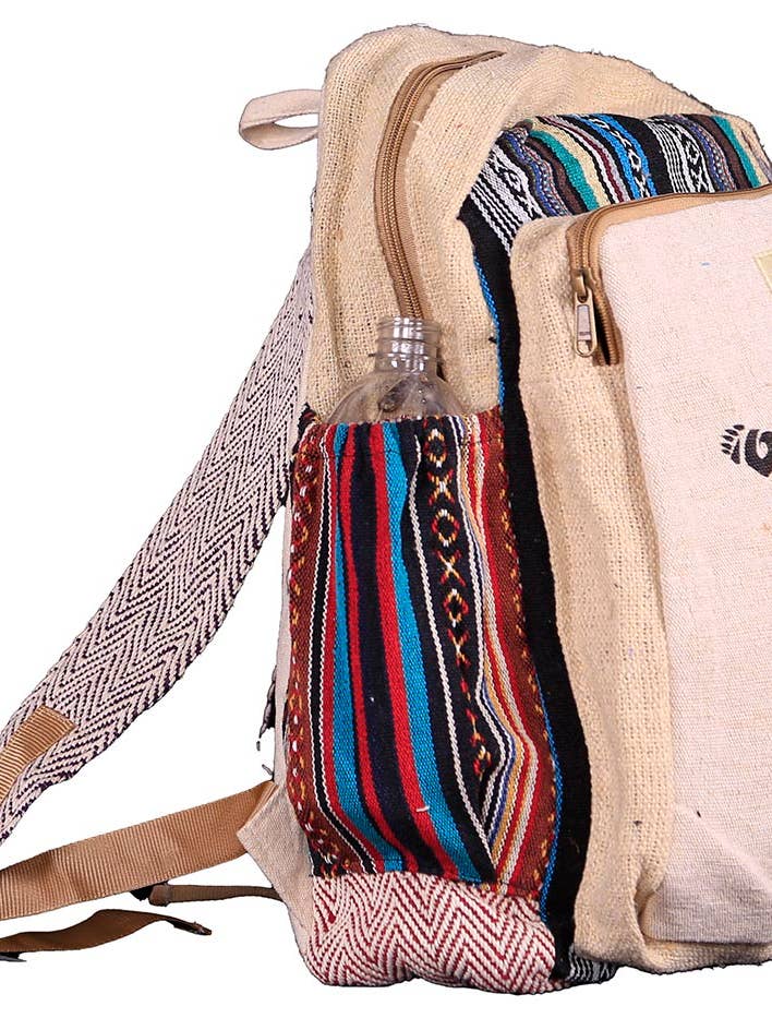 Woven Hemp Backpack Turtle Print for wholesale by Sunshine Joy