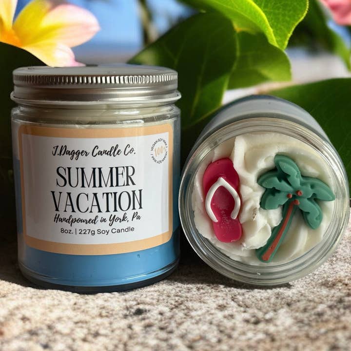 8oz. Summer Vacation Dessert Soy Candle for wholesale by J Dagger Candle Co.