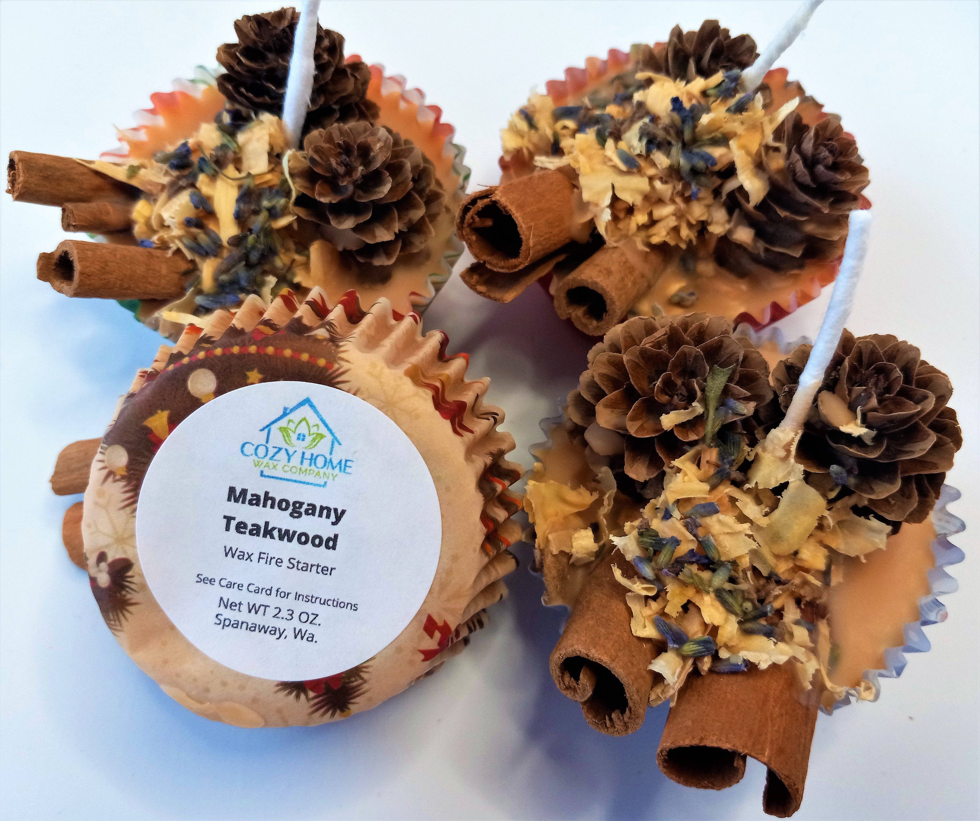 Cozy Home Wax Company - Wholesale Wax Melt - Mahogany Teakwood Wax Fire Starter 2.3oz4