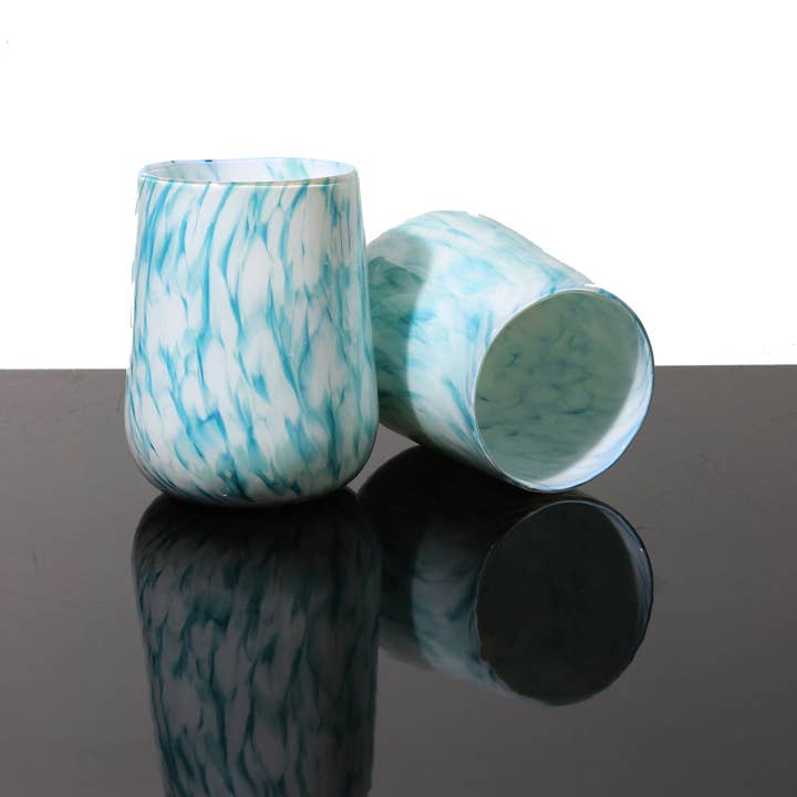 Clink Glassworks - Wholesale Wine Glass - Stemless Wine Glass - Teal Wisp
