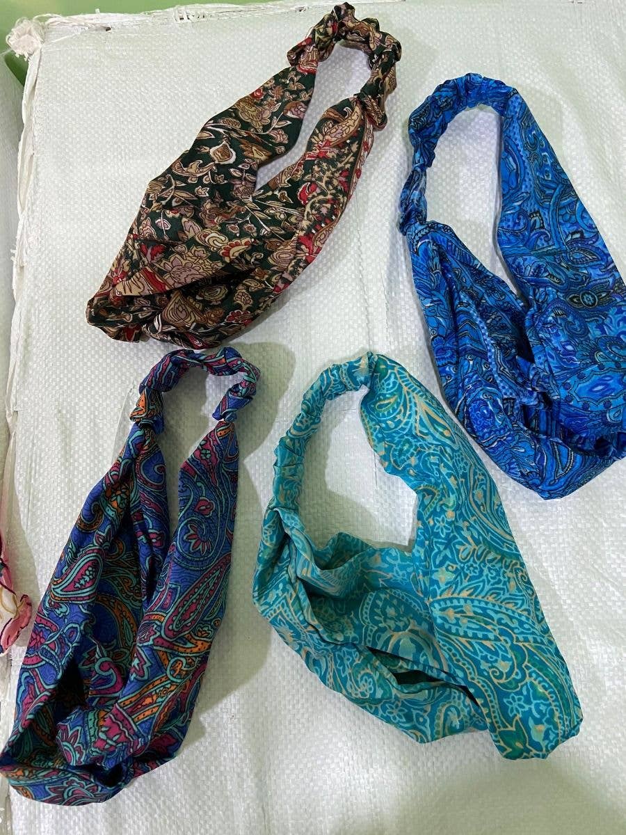 Meghcraft - Wholesale Fashion Headband - Women's - Assorted Upcycled Sari Silk Hair Band - Knot head band8
