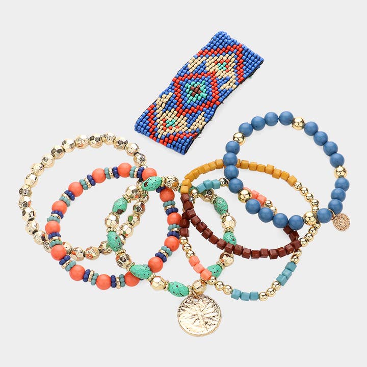 Sensibling Corp. - Wholesale Jewelry Set - 7PCS - Boho Stretch Multi Layered Bracelets
5