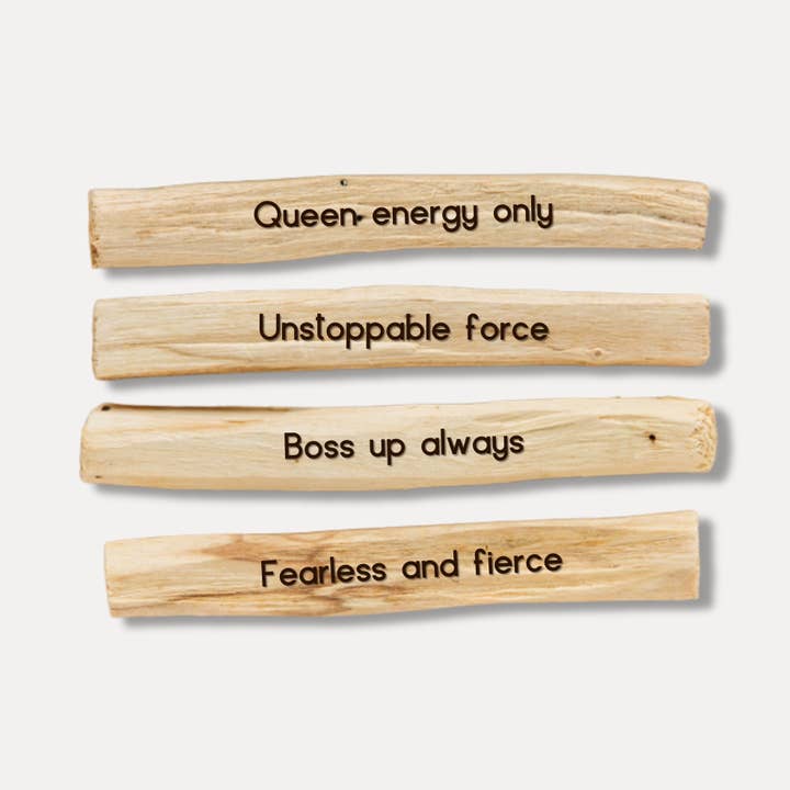 Boss Bitch Energy: Um Pacote de Quatro Pack de Palo Santo gravado por atacado de The Retrograde Shop