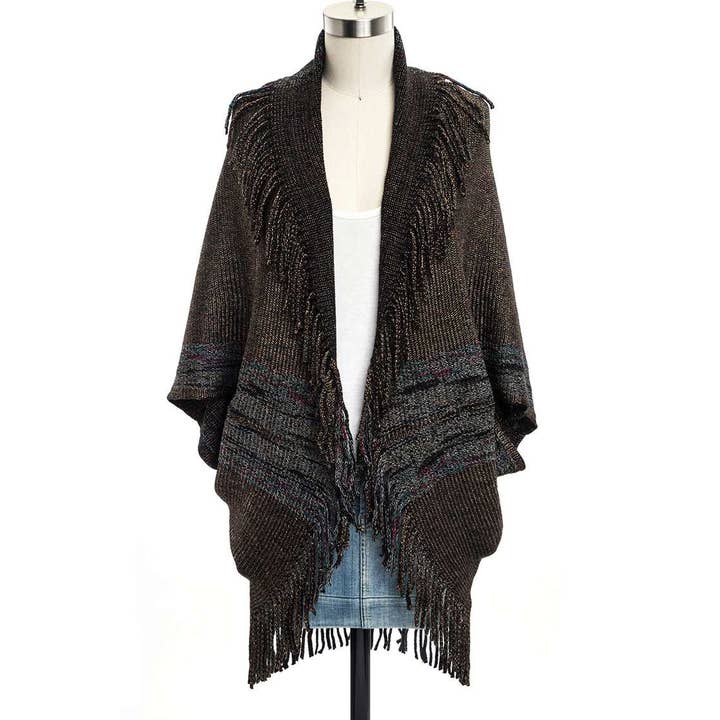 Artini Accessories - Wholesale Cardigan - Women's - Fringe Lapel Collar Knit Cardigan