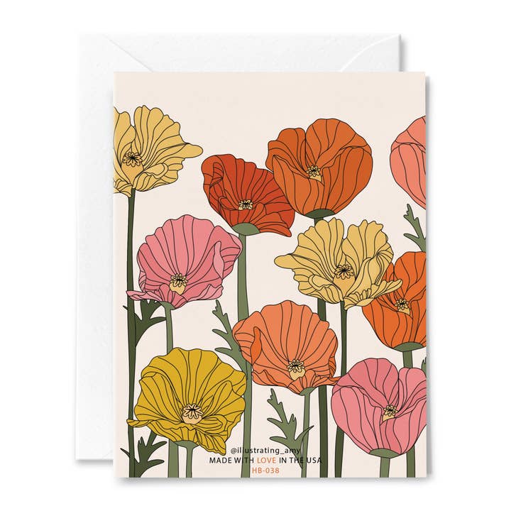 Illustrating Amy - Wholesale Birthday Card - Birthday Poppies Card