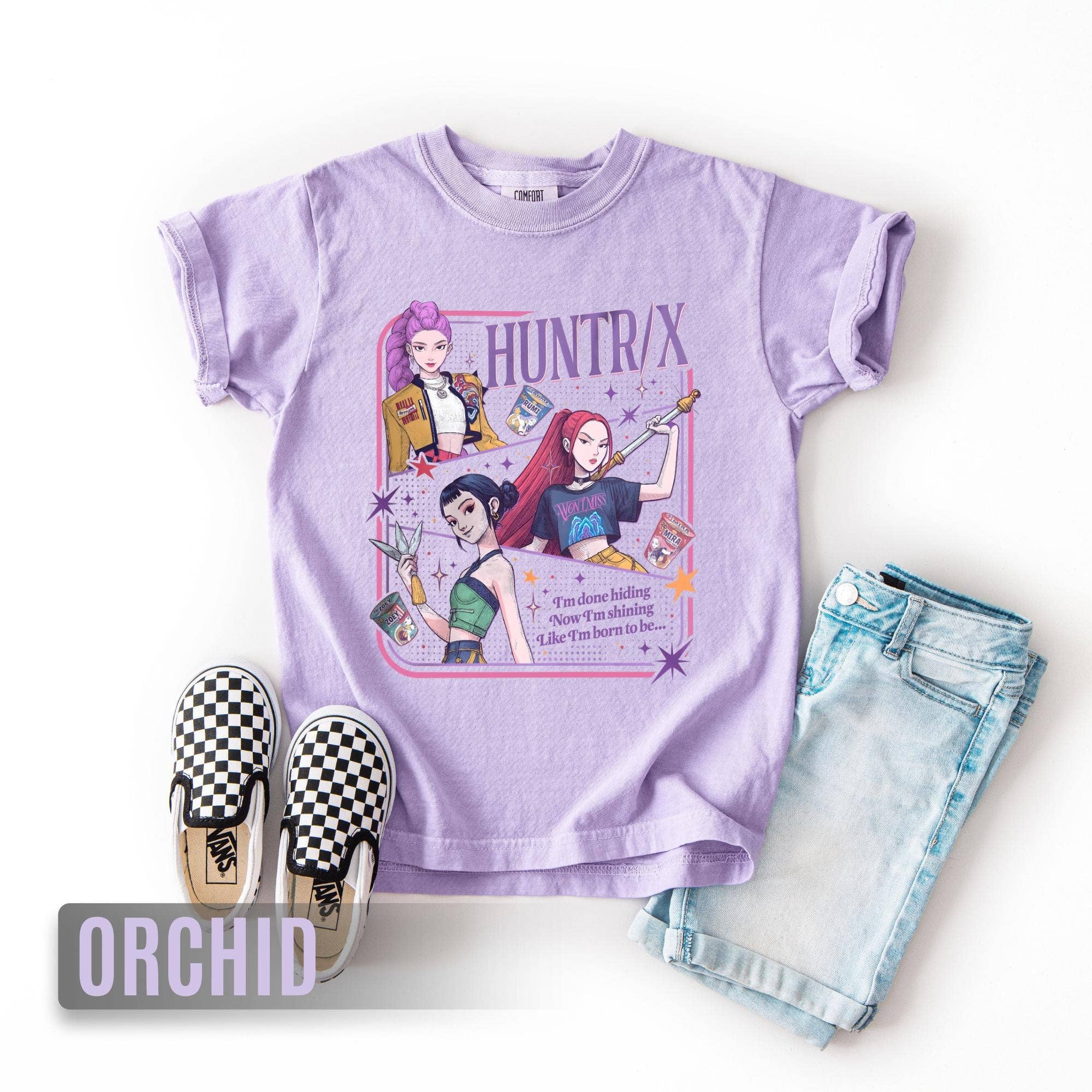 Glaime - Wholesale Screen Printed T-Shirt - Kids - Comfort Colors Huntrix Girls Youth Shirt,Kpop Lovers Kid Tee0