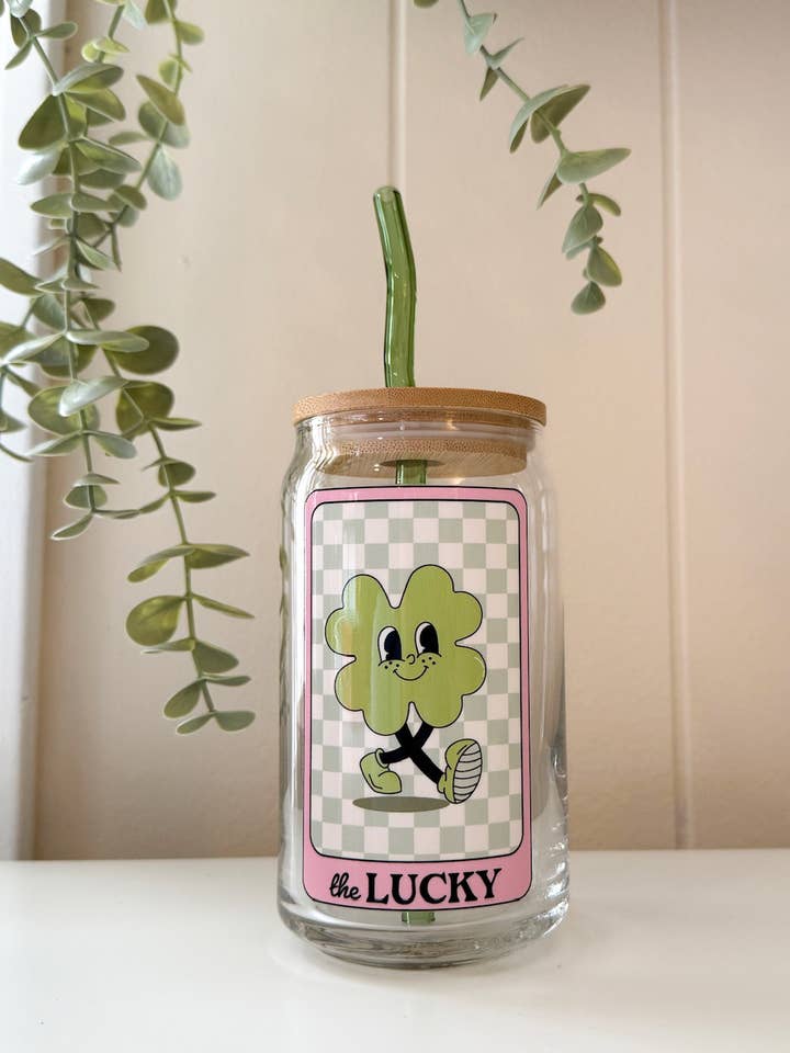 Shamrock Ik heb geluk glazen beker voor wholesale door Powered By Daisies