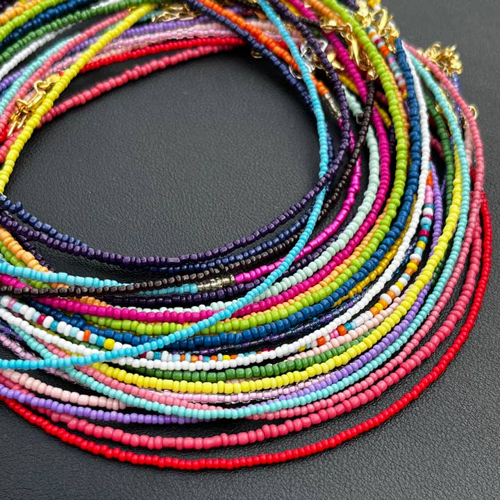 Loli - Wholesale Beaded/Pearl Necklace - Boho Beaded Necklace Set of 24 | Multicolor Layering Jewelry5