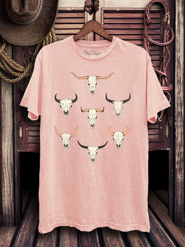 Cow Skulls Graphic Top for wholesale by Lotus Fashion Collection