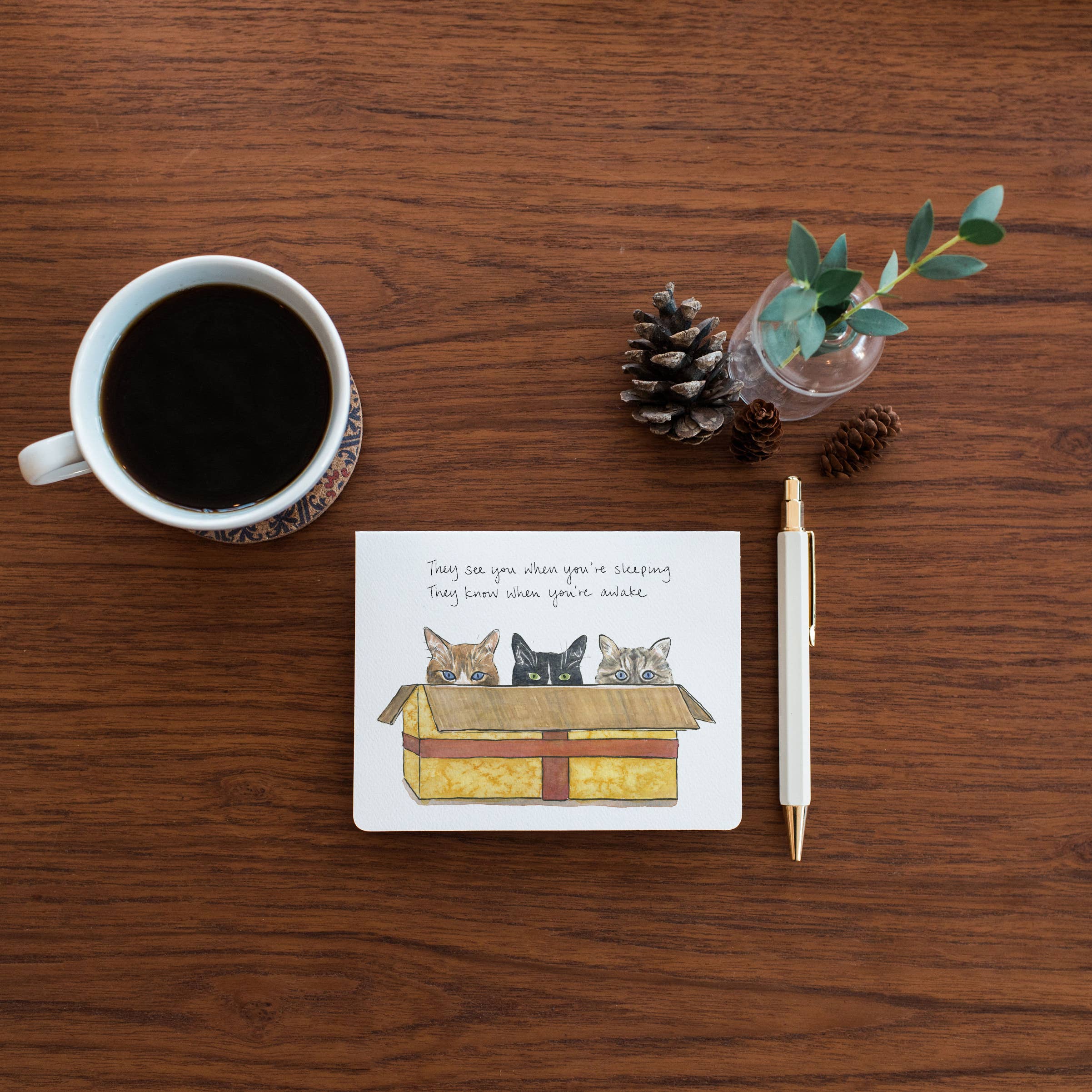 Gotamago - Wholesale Season's Greetings Card - Cats in a Box - Holiday Card1