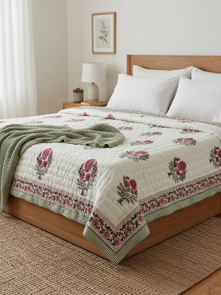 Handgemaakte Quilt van Biologisch Katoen uit Jaipur #8 voor wholesale door Akshu & Ameirah