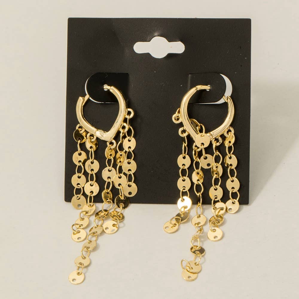 Fame Accessories - Vendita all'ingrosso Orecchini a cerchio - Orecchini a cerchio con frange a catena metallica1