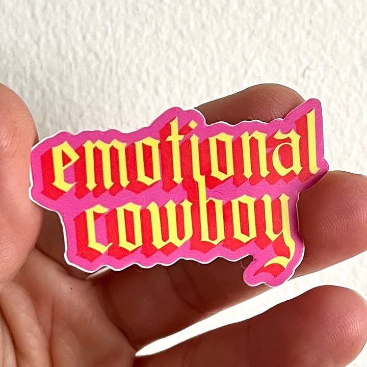 Emotional Cowboy Sticker for wholesale by Kirsten Bauer